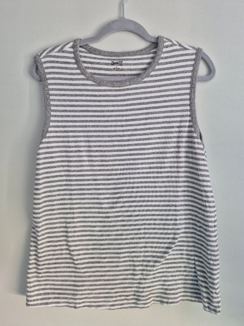 Duluth Trading Co. Striped Tank Top – Gray/White – Size L